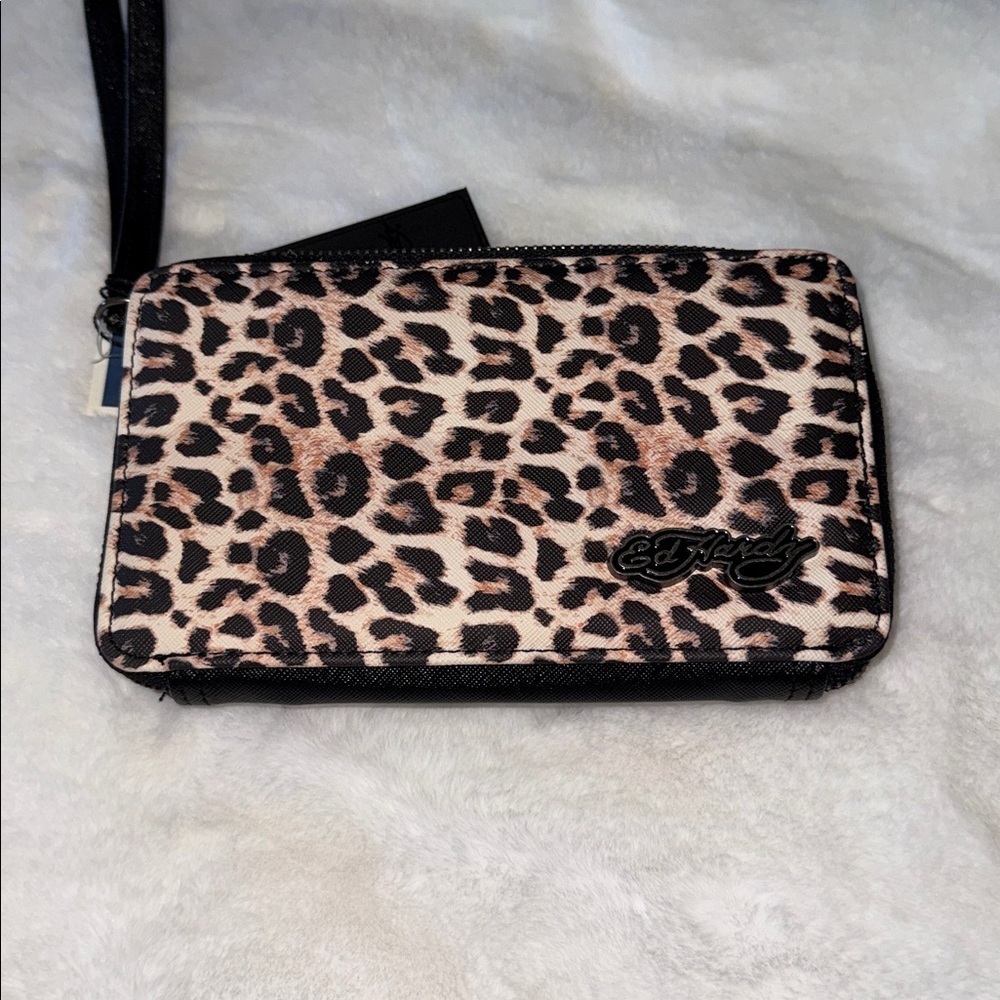 Ed Hardy Leopard Heart Tattoo Zip Wallet Wristlet NWT Punk Rock Y2K - Picture 4 of 5